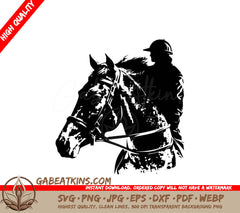 A Person Riding A Horse SVG - Horse Racing Jockey SVG