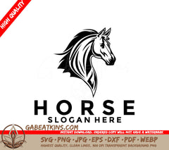 A Horses Head With The Words Horse Slogan Here Below It SVG - Horse Simple Elegant Logo Vector Horse Shield Head logo design template SVG