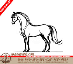A Horse With A Long Mane SVG - Horse Sleek vector illustration of a minimalist equine SVG
