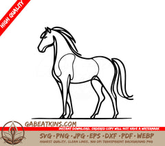 A Horse On A White Background SVG - Horse Sleek vector sketch of a horse SVG
