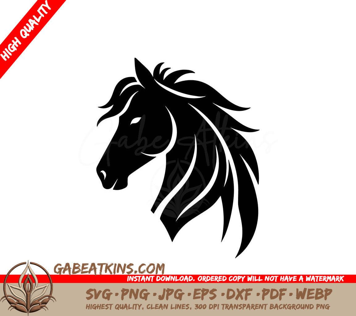 A Horses Head With A Long Mane SVG - Horse Svg SVG