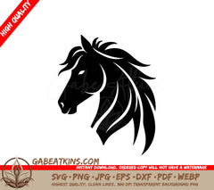 A Horses Head With A Long Mane SVG - Horse Svg SVG