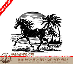 A Horse Running On The Beach SVG - Horse Tribal Vector illustration Isolated on white background SVG
