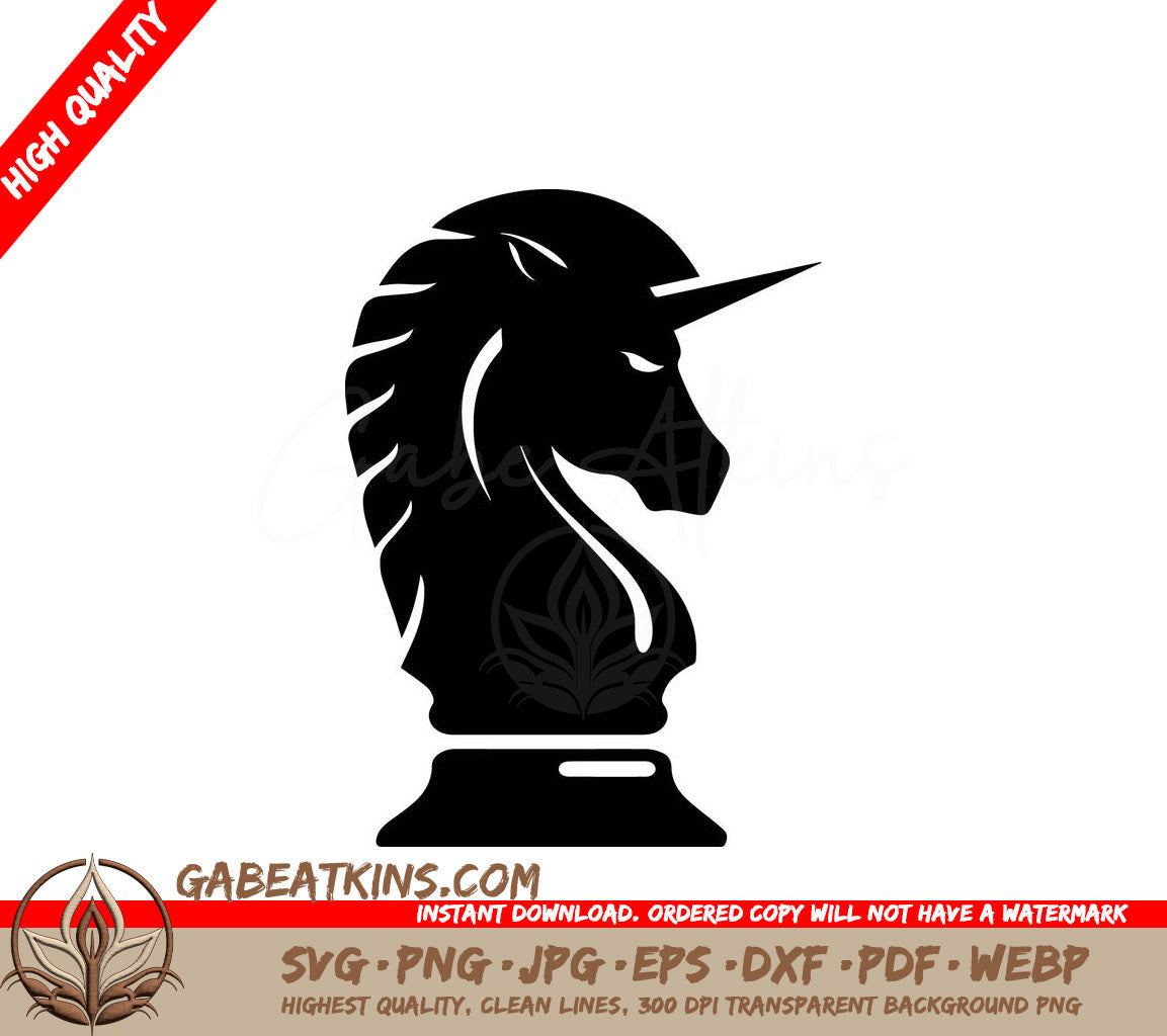 A Black And White Silhouette Of A Unicorn Head SVG - Horse _ Strategy symbol for logo design inspiration SVG