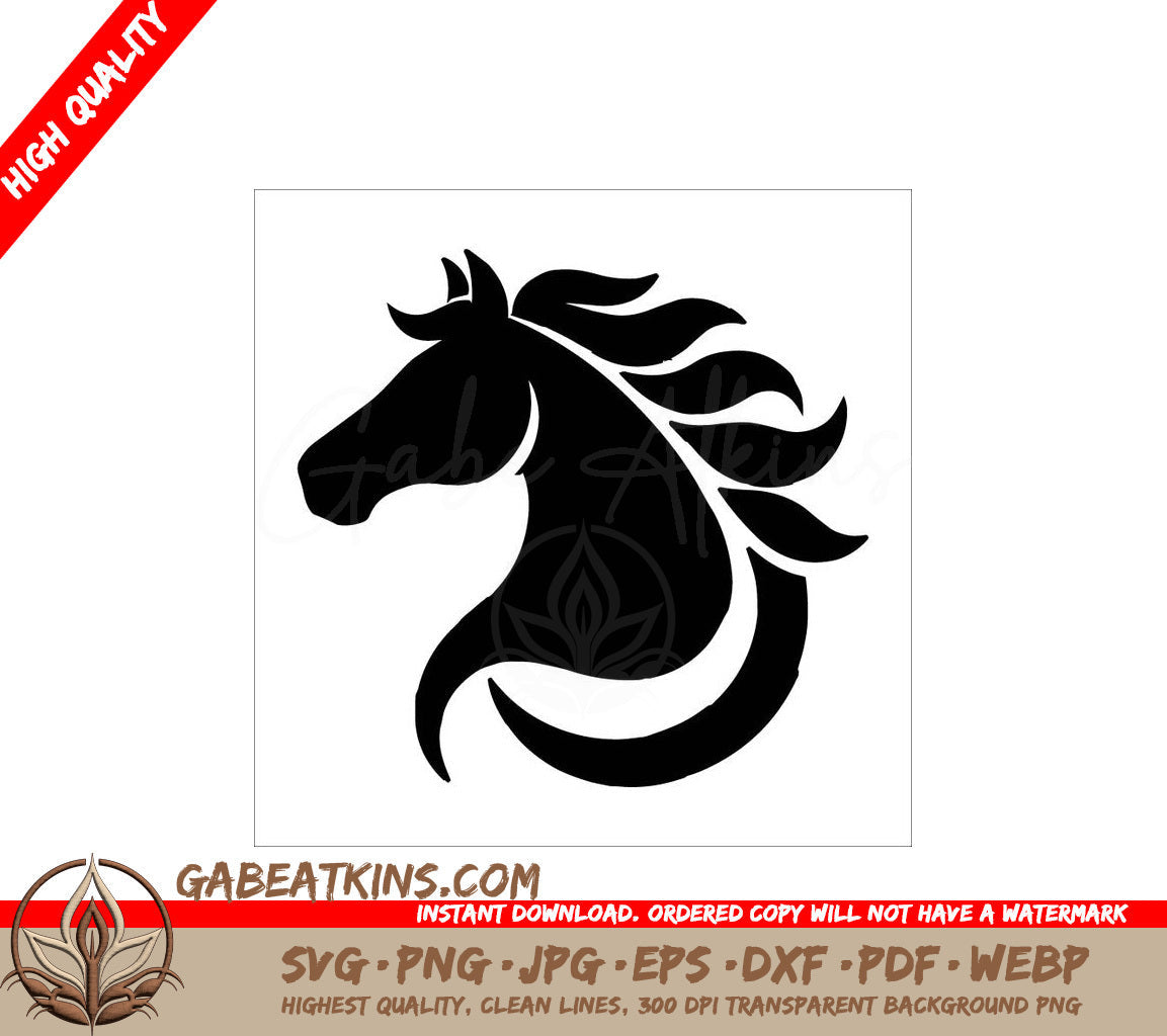 A Black And White Silhouette Of A Horses Head SVG - Horse black silhouette flat vector logo style illustration SVG