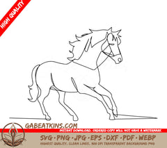 It Is A Continuous Line Drawing Of A Horse Running . SVG - Horse continuous one line drawing outline vector illustration SVG