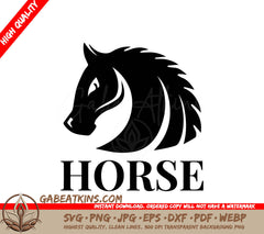 A Horse Head With The Word Horse Below It SVG - Horse head wild animal logo design SVG