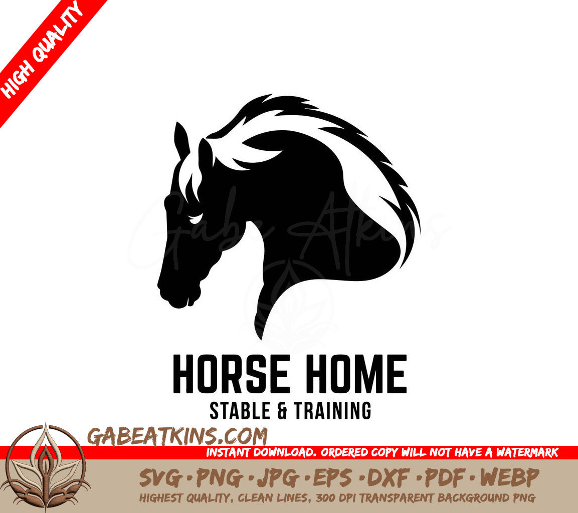 A Black And White Logo For Horse Home Stable And Training SVG - Horse logo design perfect for Horse Training Ranch and stable logo design SVG