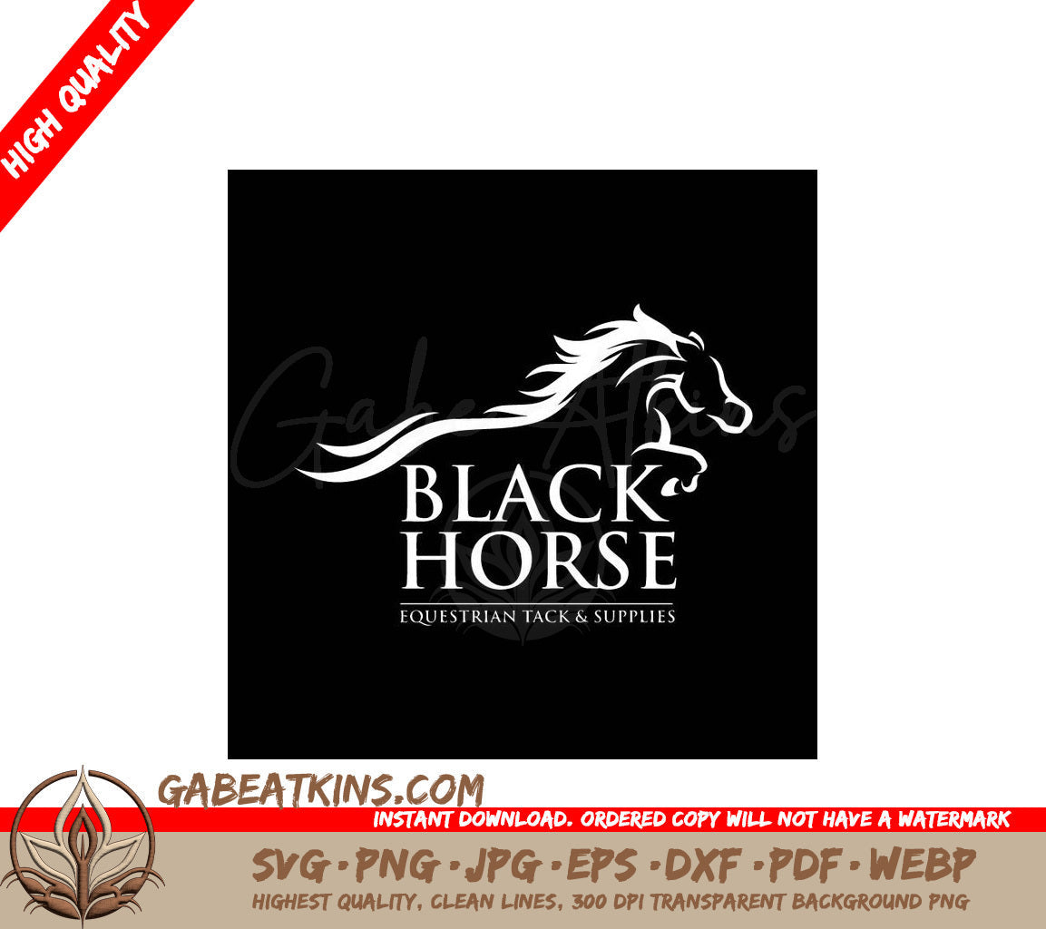 An SVG Design For Black Horse Equestrian Tack And Supplies SVG - Horse logo vector Race Horse logo Inspiration Vector SVG
