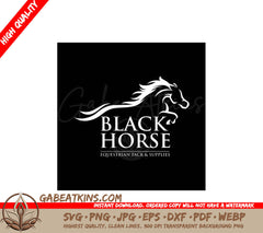 An SVG Design For Black Horse Equestrian Tack And Supplies SVG - Horse logo vector Race Horse logo Inspiration Vector SVG