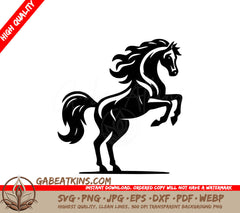 A Horse Standing On Its Hind Legs SVG - Horse logo vector Standing stallion vector logo black and white horse logo design SVG