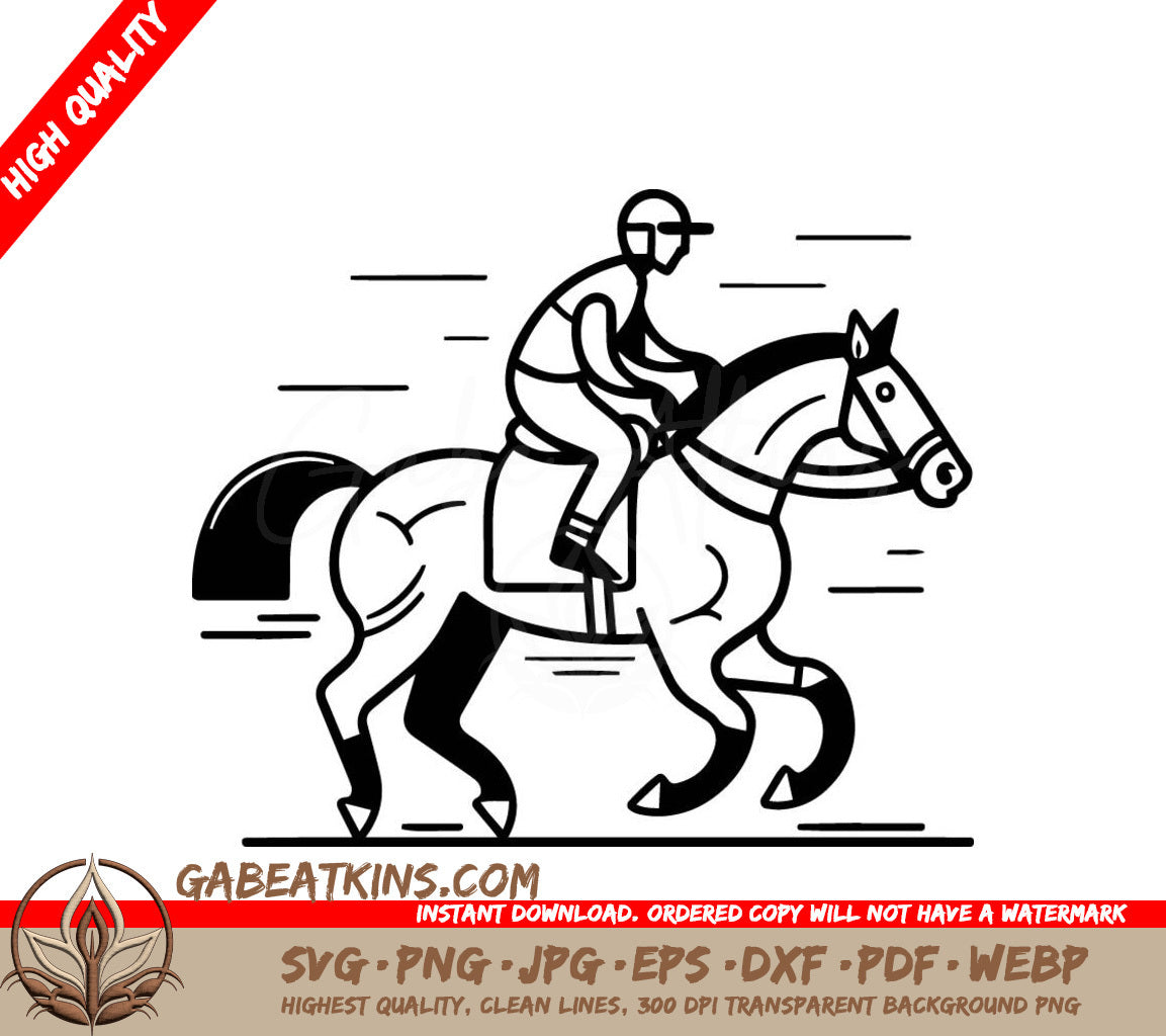 A Jockey Riding A Horse SVG - Horse racing jockeys and riders Vector illustration SVG