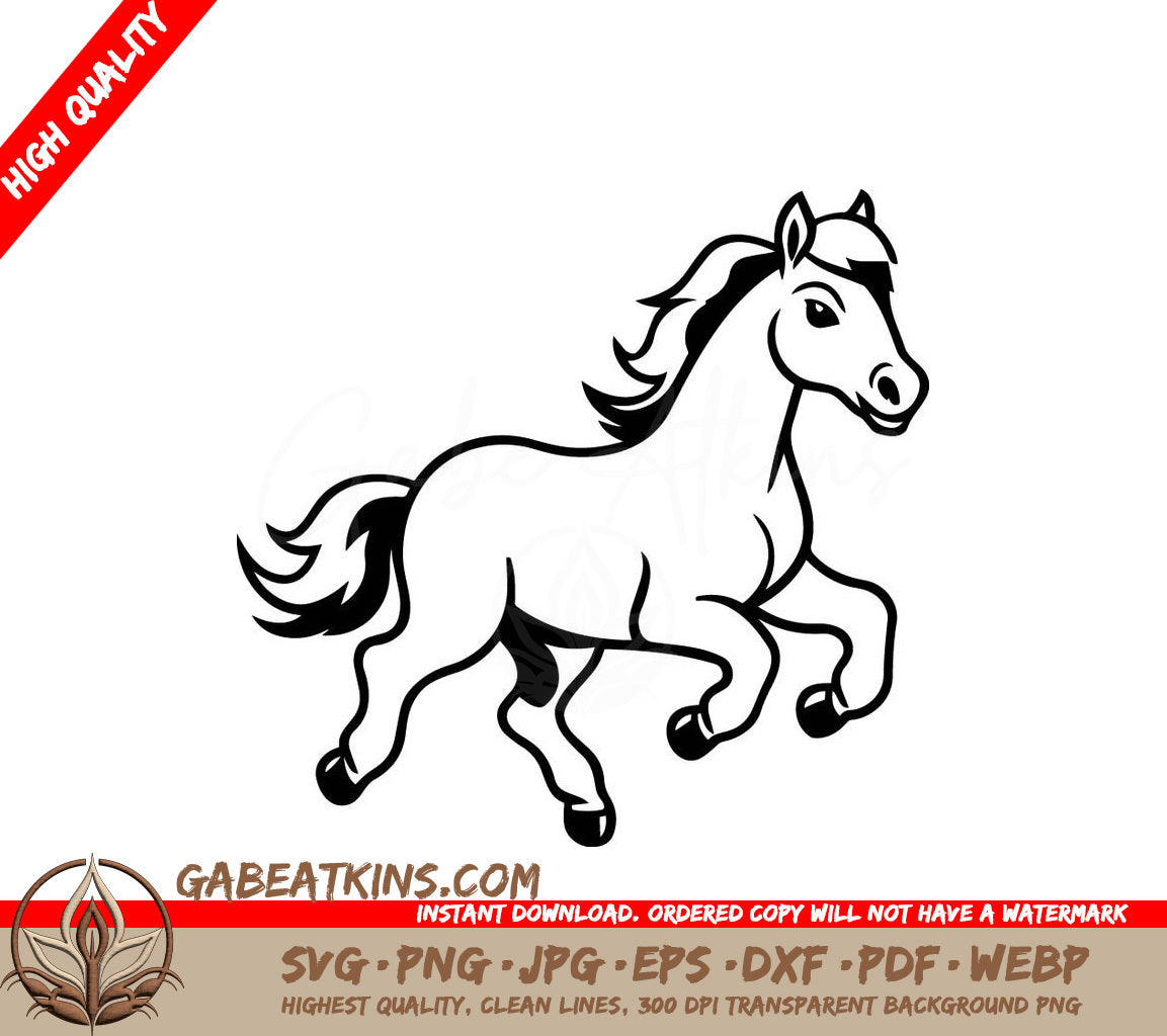 A Horse Running SVG - Horse running in the field Cartoon vector illustration isolated on white background SVG