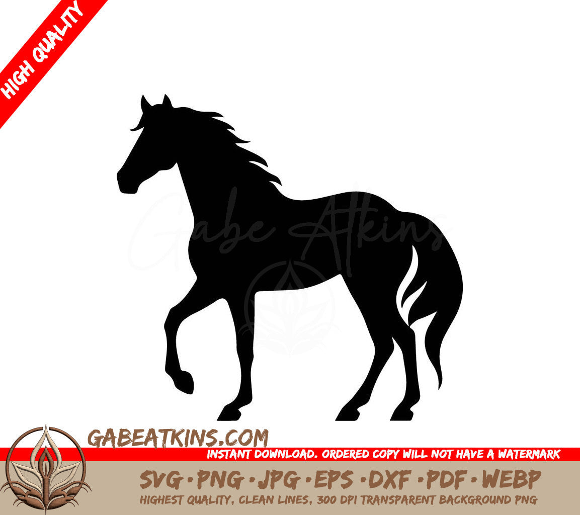 A Black Silhouette Of A Horse On A White Background SVG - Horse silhouette illustration SVG