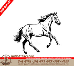 A Horse Running SVG - Horse silhouette outline vector illustration SVG