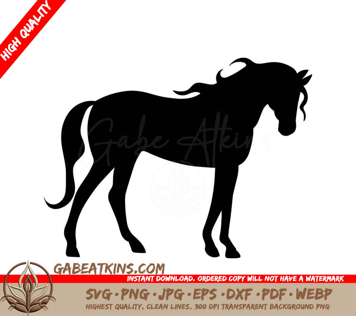 A Silhouette Of A Horse With A Long Mane SVG - Horse silhouette vector_ isolated_ on white background SVG