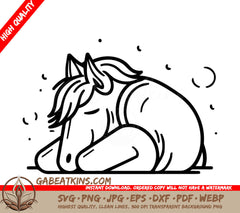 A Horse Laying Down SVG - Horse sleeping on the ground Vector illustration in doodle style SVG