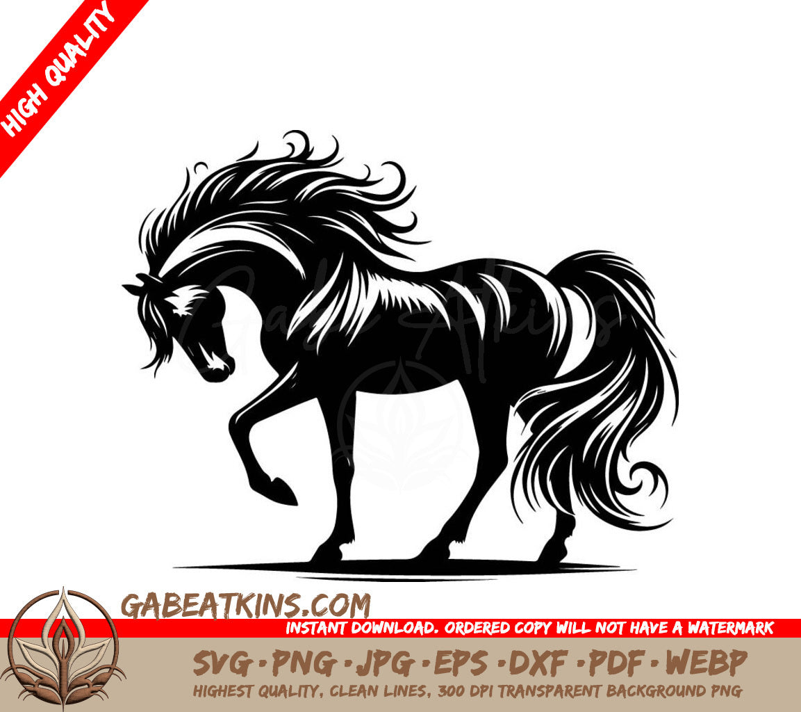 A Horse With A Long Mane SVG - Horse vector illustration horse vector SVG