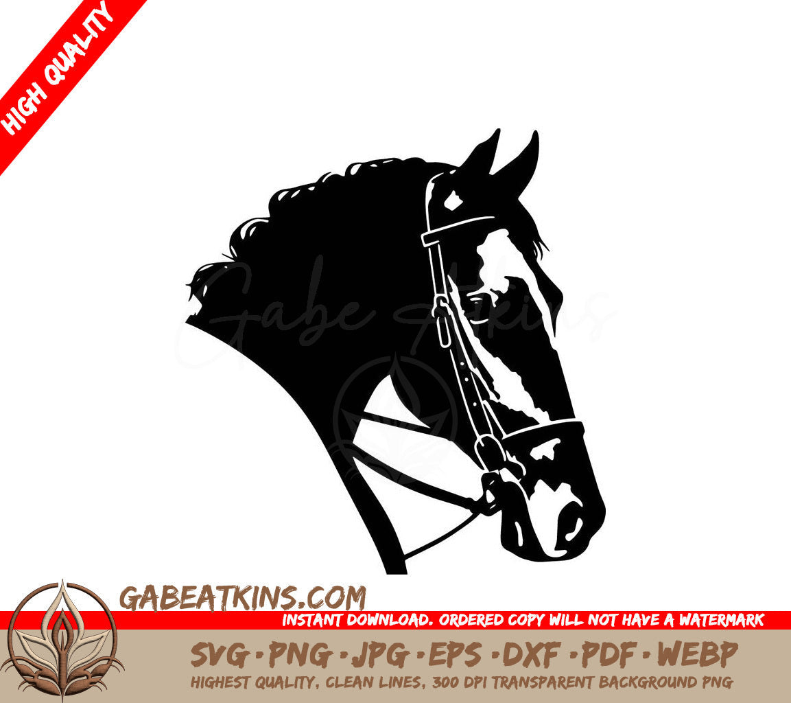 A Horses Head With A Bridle SVG - Horse with Bridle SVG