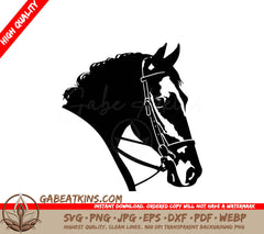 A Horses Head With A Bridle SVG - Horse with Bridle SVG