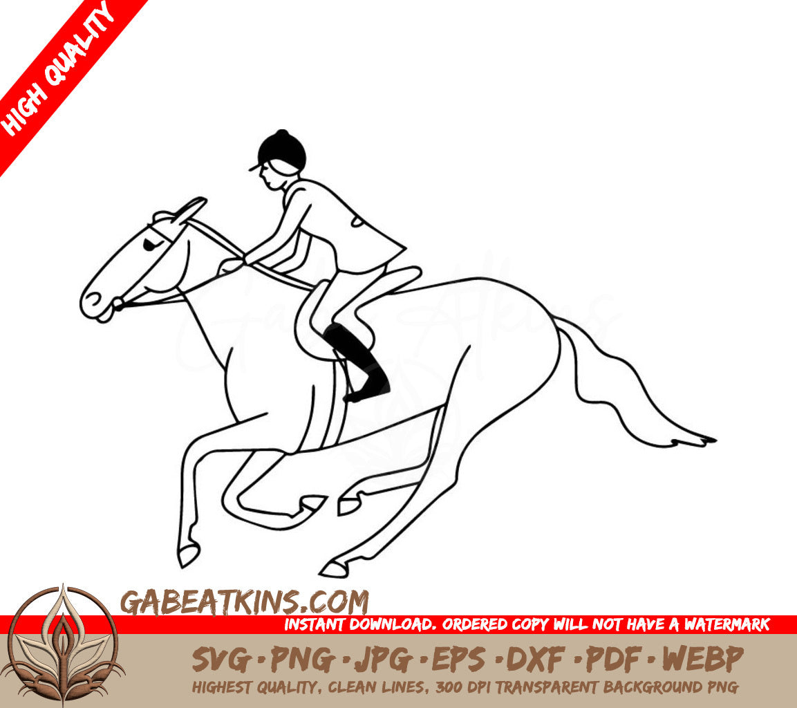 A Man Riding A Horse SVG - Horseback riding a rider on a horse gallops forward SVG