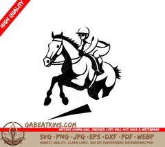 A Person Riding A Horse SVG - Horseman riding on a gallop Vector illustration on white background SVG