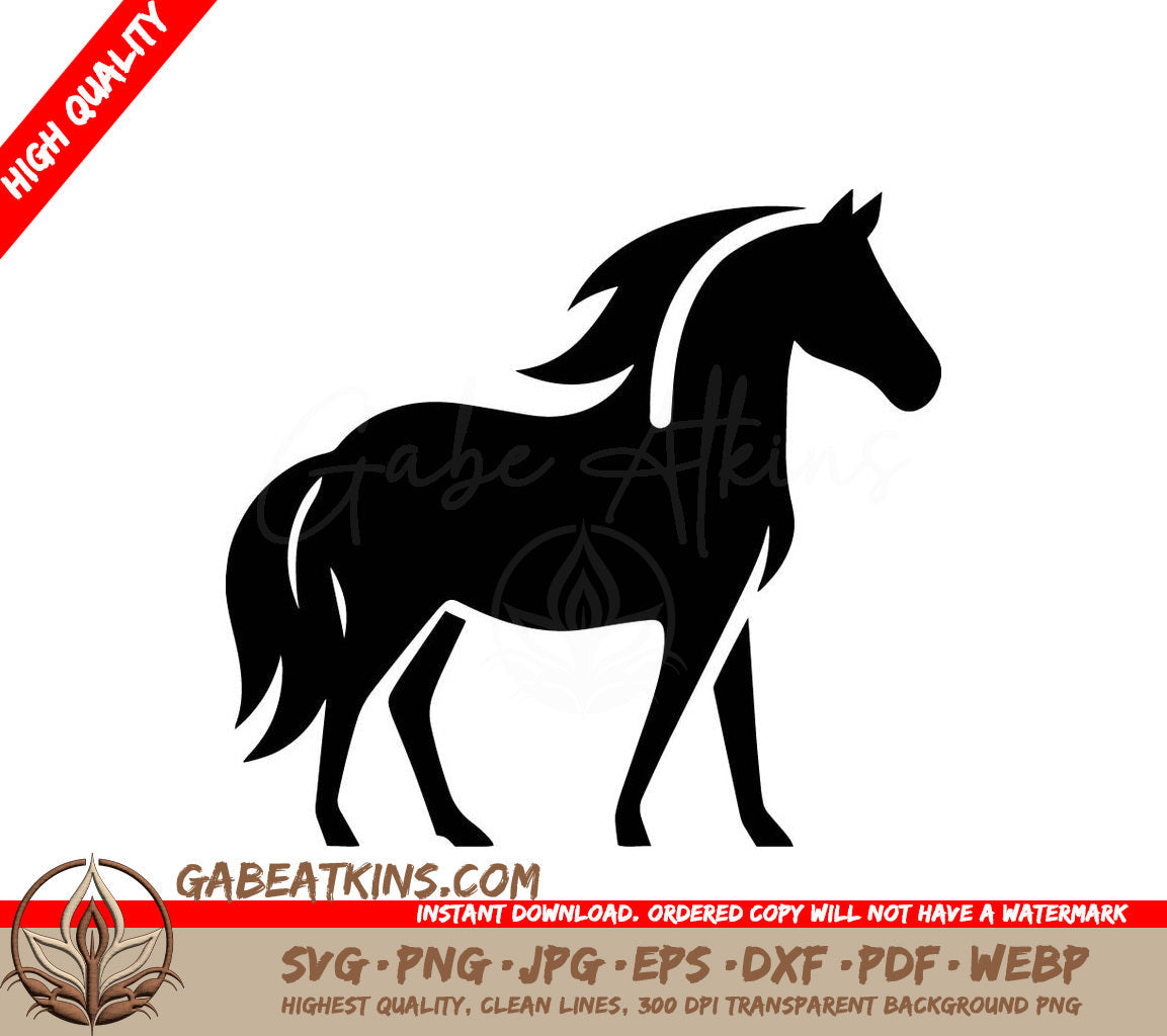 A Black Silhouette Of A Horse With A White Mane SVG - Horses Minimalist and Simple Silhouette Vector illustration SVG