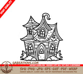Haunted House Coloring Page SVG - Drawing SVG