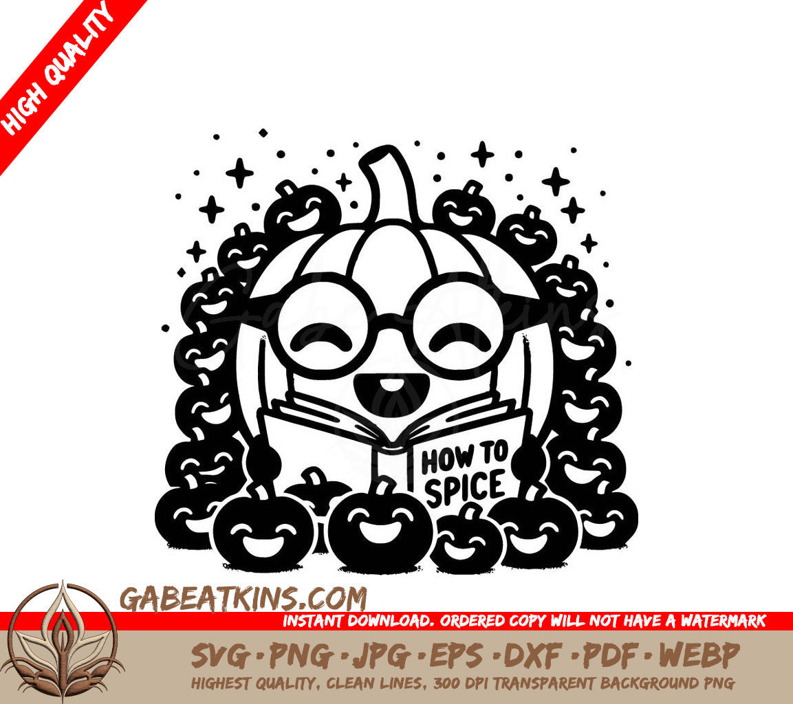 A Pumpkin Reading A Book Titled How To Spice SVG - How to Pumpkin Spice SVG