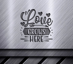 Love Grows Here SVG - Sign with Hearts and Arrow SVG