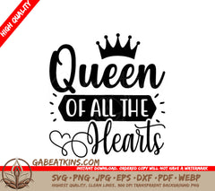Queen of Hearts SVG with Crown - Huge Design for Cricut & Silhouette SVG