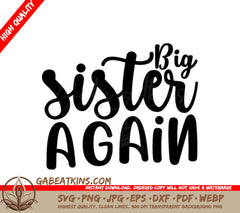Big Sister Again SVG - Sign Design SVG