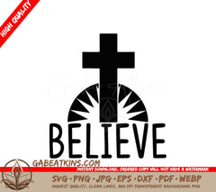 Christian Believe Cross Design SVG - SVG