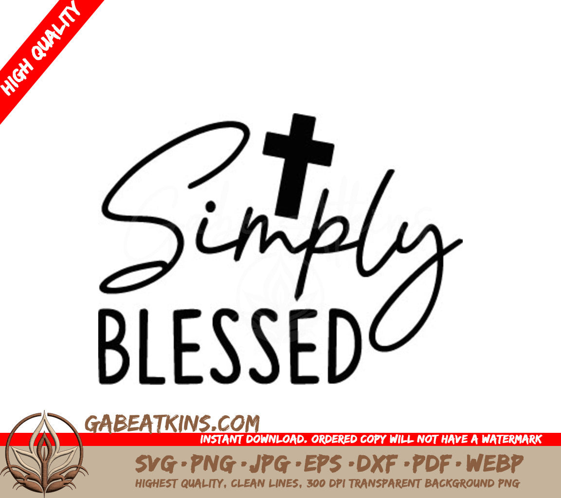 Simply Blessed Cross SVG - Christian Design Design SVG