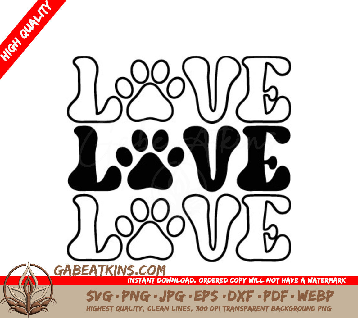 Love Paw Print SVG - Dog Lover Design SVG