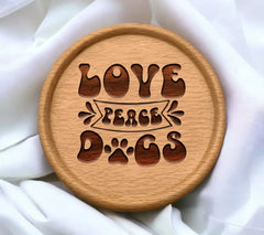 Love Peace Dogs SVG with Paw Prints - Huge Dog Design SVG