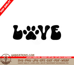 Paw Print Love Silhouette SVG - Dog Lover Design SVG