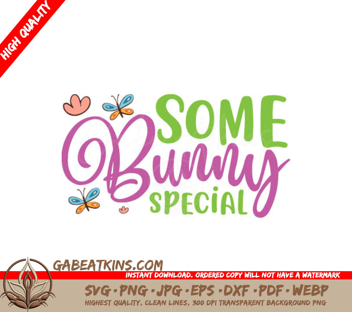 ## Easter Bunny SVG Design with Butterflies & Hearts - Huge Design SVG