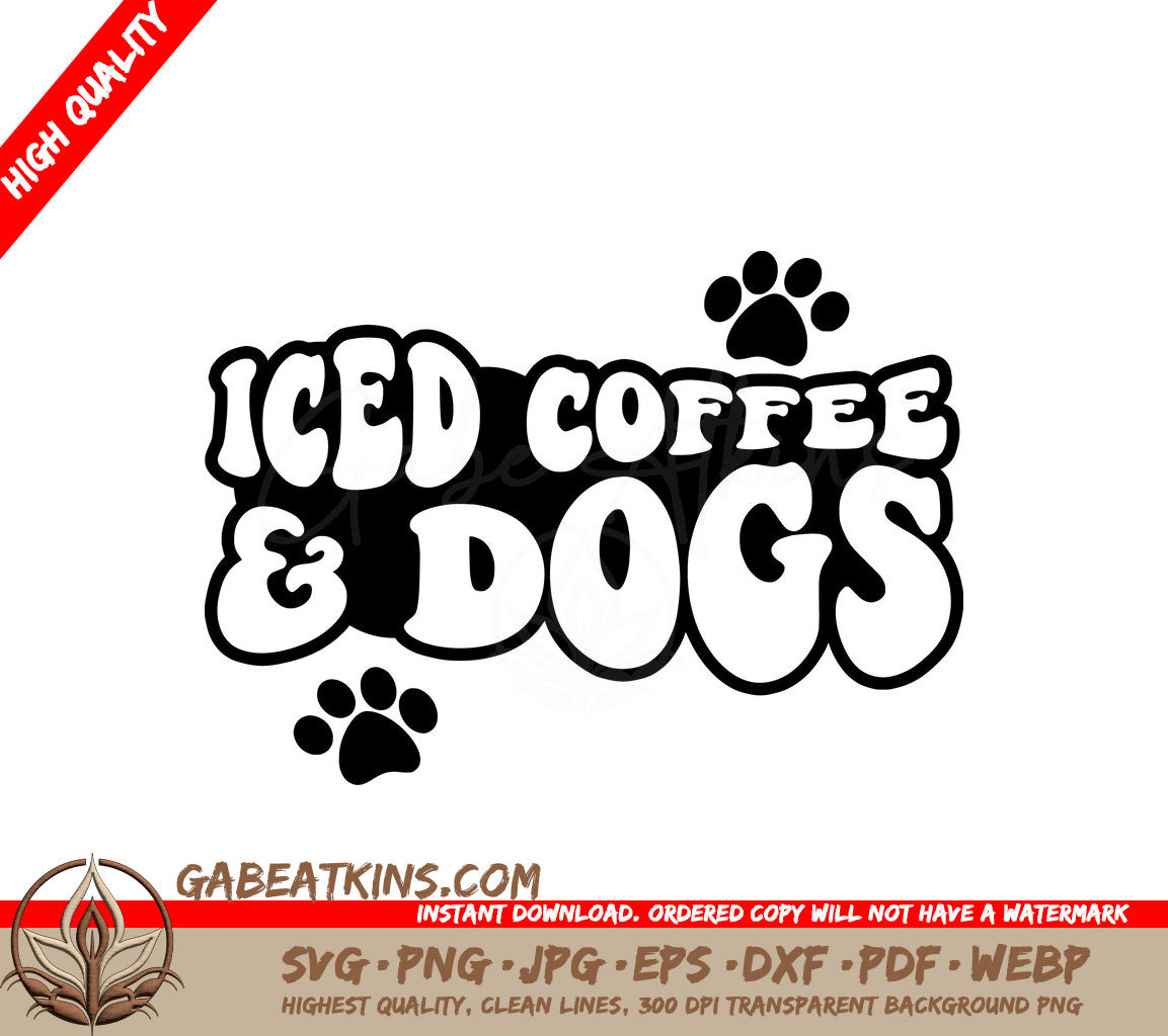 Iced Coffee & Dog Design SVG SVG