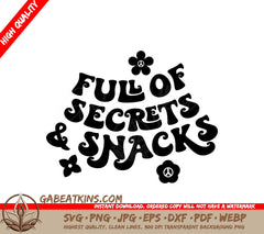Full of Secrets & Snacks SVG Tote Bag Design SVG
