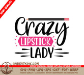 Crazy Lipstick Lady SVG Design - Pink Background & Pencil SVG