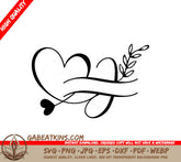 Heart with Leaves SVG - Monogram Design Illustration SVG