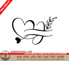 Heart with Leaves SVG - Monogram Design Illustration SVG