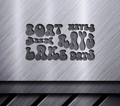 Lake Days Boat Waves Sun Rays SVG - Retro Summer Design SVG