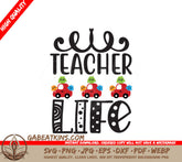 Teacher Life with Monsters on Cars SVG Design SVG