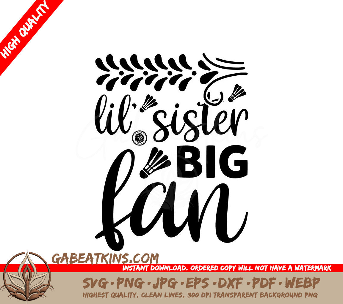 Lil Sister Big Fan  SVG Design for Sports Fans SVG