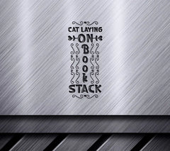 Cat Laying on Book Stack SVG - Huge Spring Porch Sign SVG