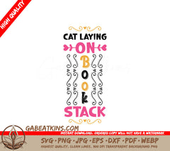 Cat Laying on Book Stack SVG - Huge Spring Porch Sign SVG