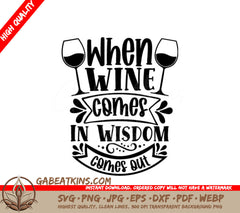 Wine Wisdom SVG - Huge Wine Bag Design SVG