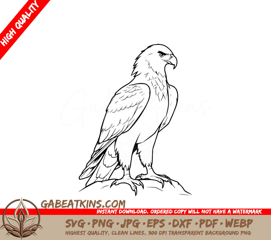 An Eagle Sitting On A Rock SVG - Hunting Hawk SVG